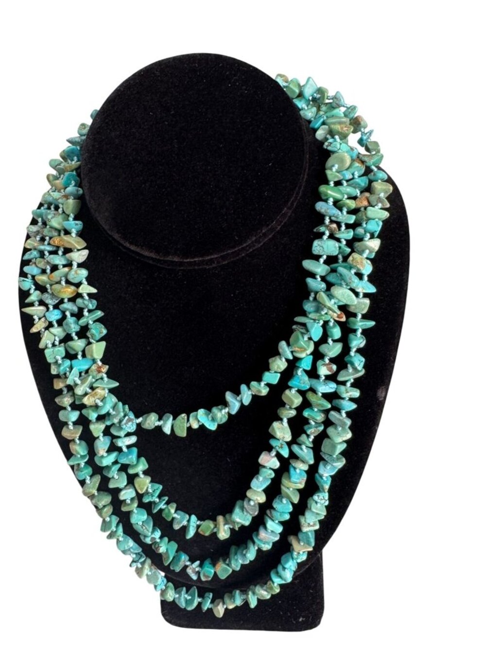 Sally C Treasures SX 925 Sterling Silver Turquoise Chip Necklace 82" Endless Wra - Picture 5 of 6
